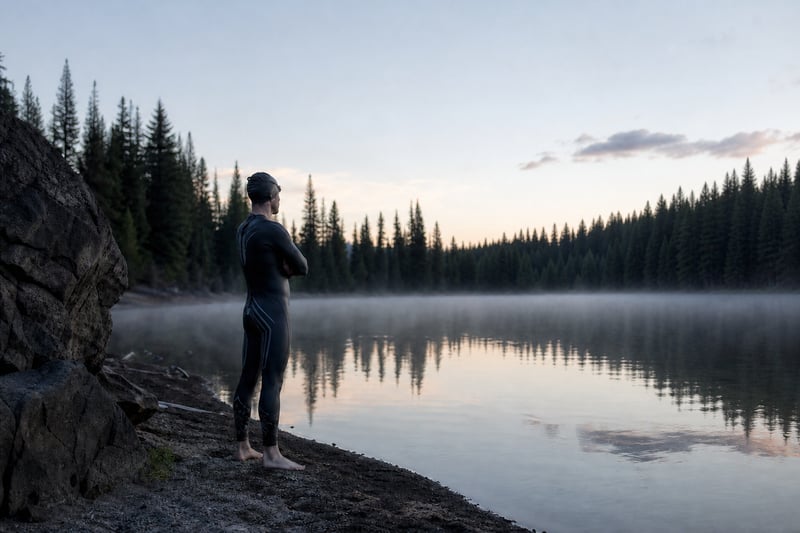 Lone Athlete at Dense Tree Surrounding in Early Morning Light