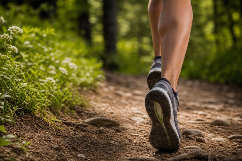 Muscular Female Knee on Trail-2