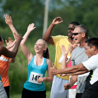 Group of Performx Runner Athletes celebrating